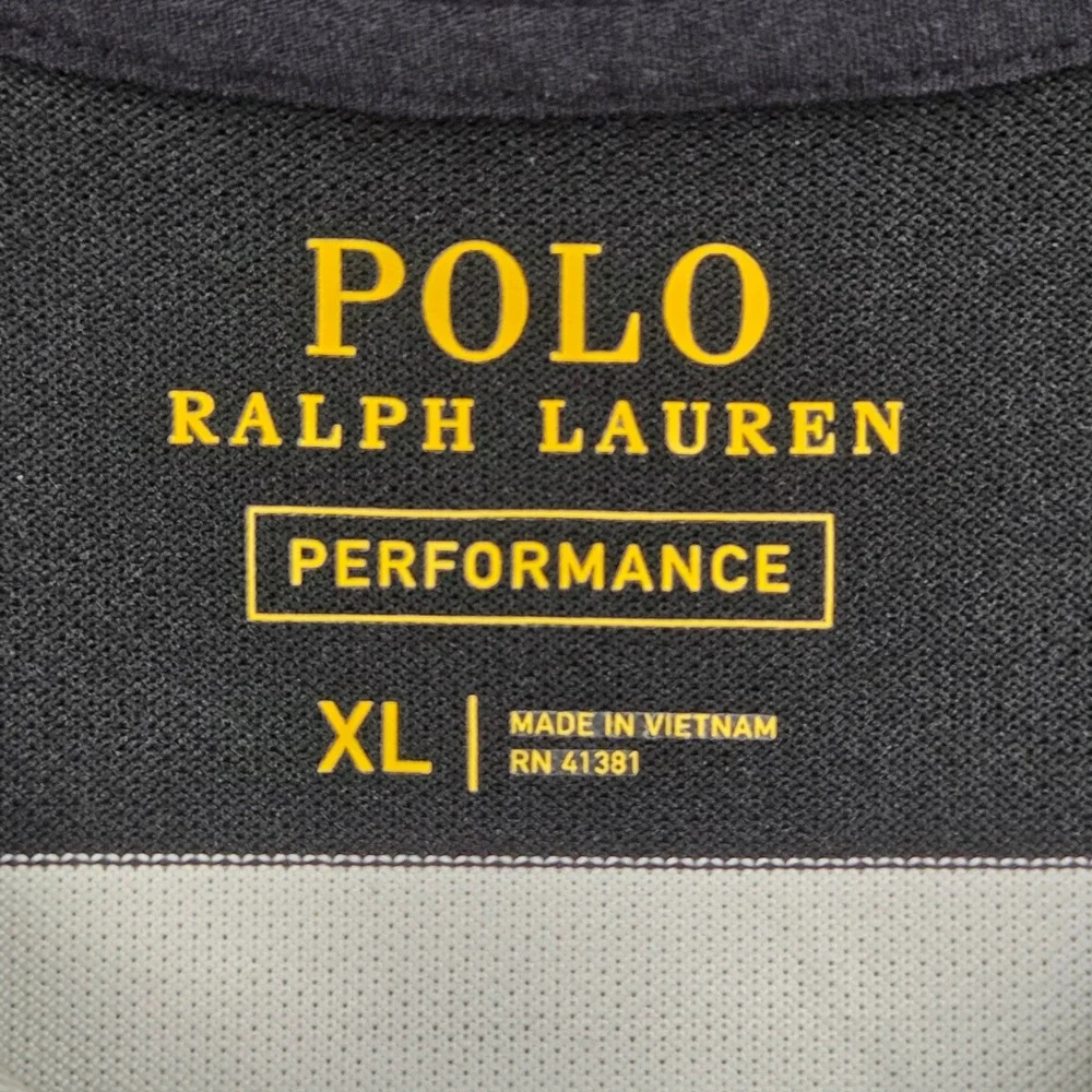Polo Ralph Lauren Performance Black White Striped SS Polo Shirt Mens XL